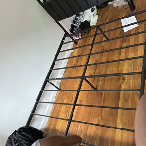 [SummerSale] AMERLIFE Bed Frame with LED Light and 2 Storage Drawers, Metal Platform Bed with Storage Headboard, Velvet Upholstered, Heavy-Duty Slats, No Box Spring Needed, Easy Assembly