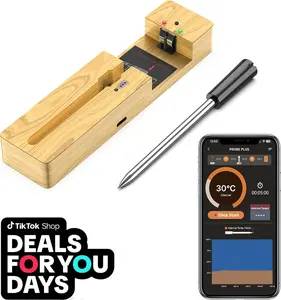 Wireless Meat Thermometer with Ceramic Probe for Grilling/Cooking/BBQ - Waterproof Digital Oven Food Thermometer, 600Ft Range & Smart App Compatibility iOS/Android/Air Fryer