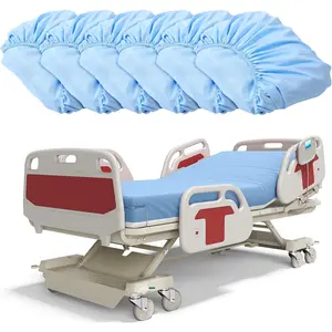 Mixweer 6 Pcs Fitted Hospital Bed Sheets Set Blue Soft 36'' x 84'' x 14'' Hospital Fitted Sheet Standard Twin Bed Hospital Mattress Sheet with Elastic All Around for Hospital Home Hotel Massage Table