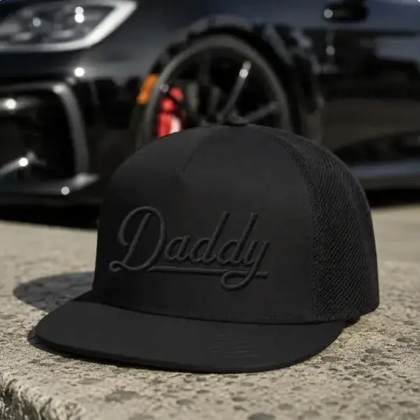 Collection Daddy Embroidered Trucker Hat, Black on Black Snapback Cap, Father’s Day Gift for Dad, Minimal Dad Hat
