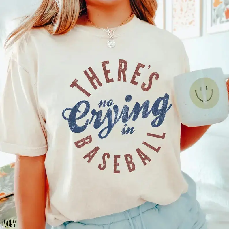 Baseball Tee, There’s No Crying in Baseball Shirts, Baseball Mom Shirt, Game Day Outfit, Relaxed Fit, Casual  Style
