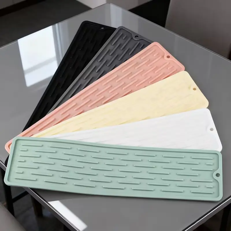 Silicone Drain Pad, Soft Durable Vegetable Fruit Tray, Kitchen Sink Counter Mat, Non-Slip Cutting Board Insulation Pad, Reusable Silicone Mat