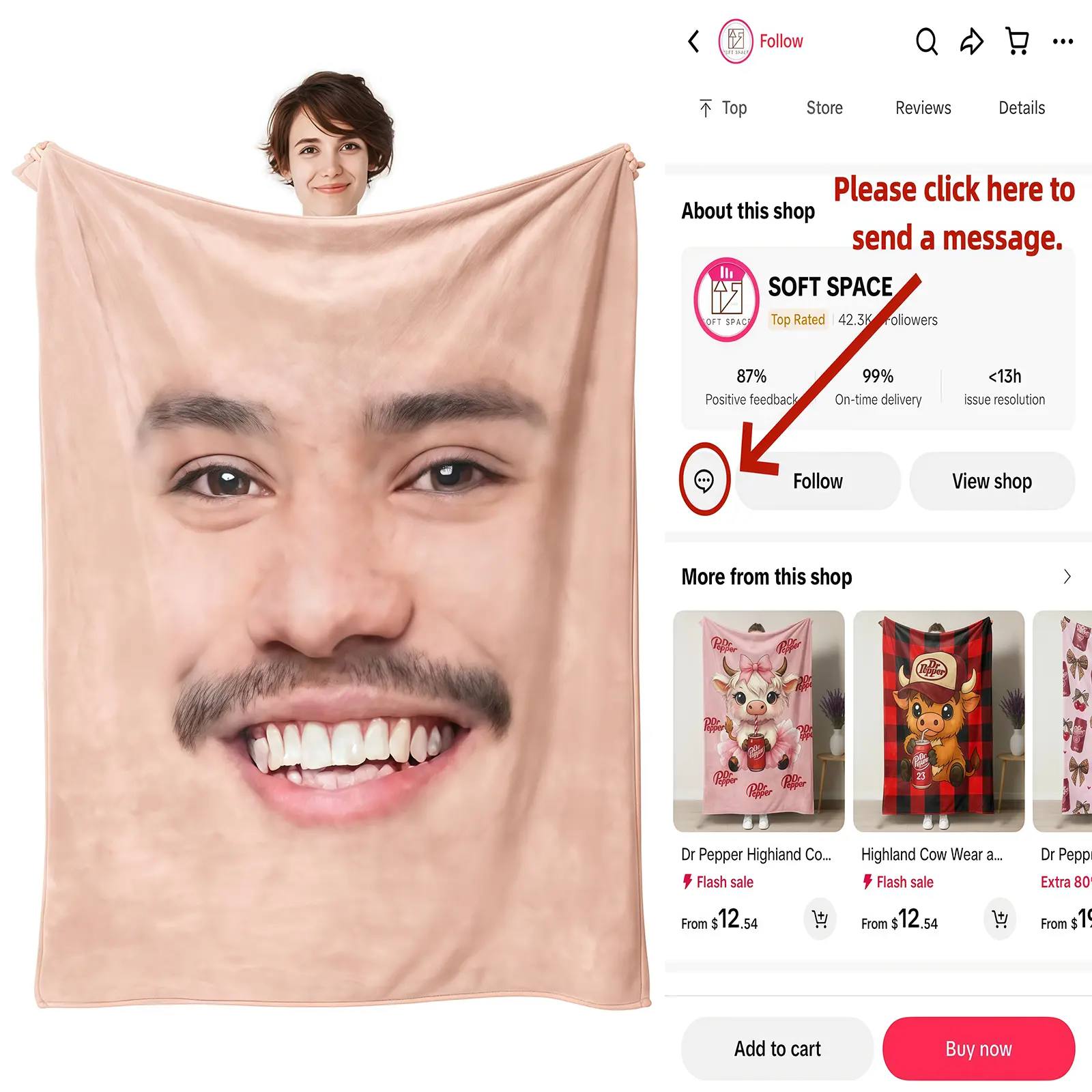 Customized Face Blanket with Photos Personalized Faces Blanket with Picture Funny Face Throw Blankets Gift for Valentine Gag Gift Super High Quality Anti-Pilling Flannel - Throwblanket