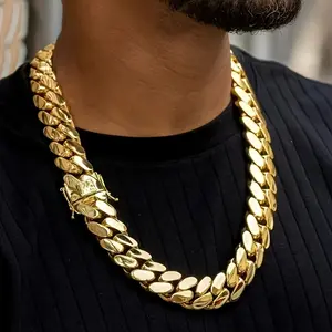 Men's Heavy 316L Stainless Steel Cuban Rope Chain Necklace - Gold Tone, Hypoallergenic Thick Links, Anti-Fade, Ice-Resistant Durable, Sensitive Skin Safe, Ideal for Daily Wear, Party, Holiday Gift,summervibes