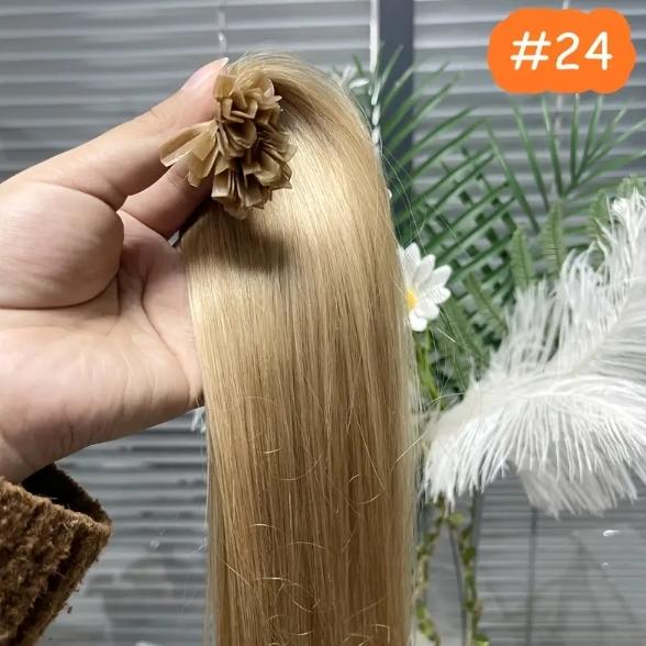 Capsule K Tip V Tip Fusion Keratin Human Hair Extensions, Brazilian Nail Hair 50pcs 30g 12-28 Inch, Silky Straight Natural Remy Hair, Invisible Pre-Bonded No Tangle No Shedding, Thick Soft Long-Lasting for Women Daily Party Salon Use