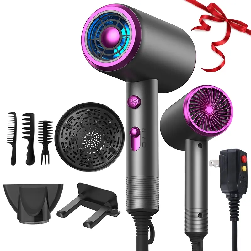 Powerful Ionic Hair Dryer Kit (2 Sets), Including Hair Dryer & Concentrator & Diffuser & Comb & Hanging Rack & Manual, Professional Hair Styling Tool, Hair Dryer With Comb, Powerful Hair Blower