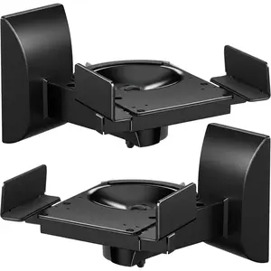 Bookshelf Speaker Wall Mount, Pair of Universal Side Clamping Speaker Shelf Wall Mounting Brackets for Large or Small Speakers, 2 Full Motion Mounts, 55 Lbs Capacity, Black (MI-SB37)