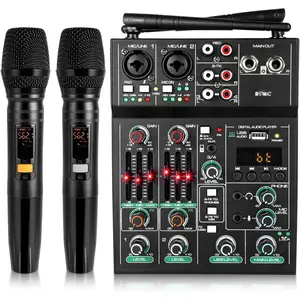 Pro 5  Audio Mixer Mic Set for Live Streaming, Family Karaoke, Studio Recording,    Microphone System with USB Interface & 48V Phantom Power