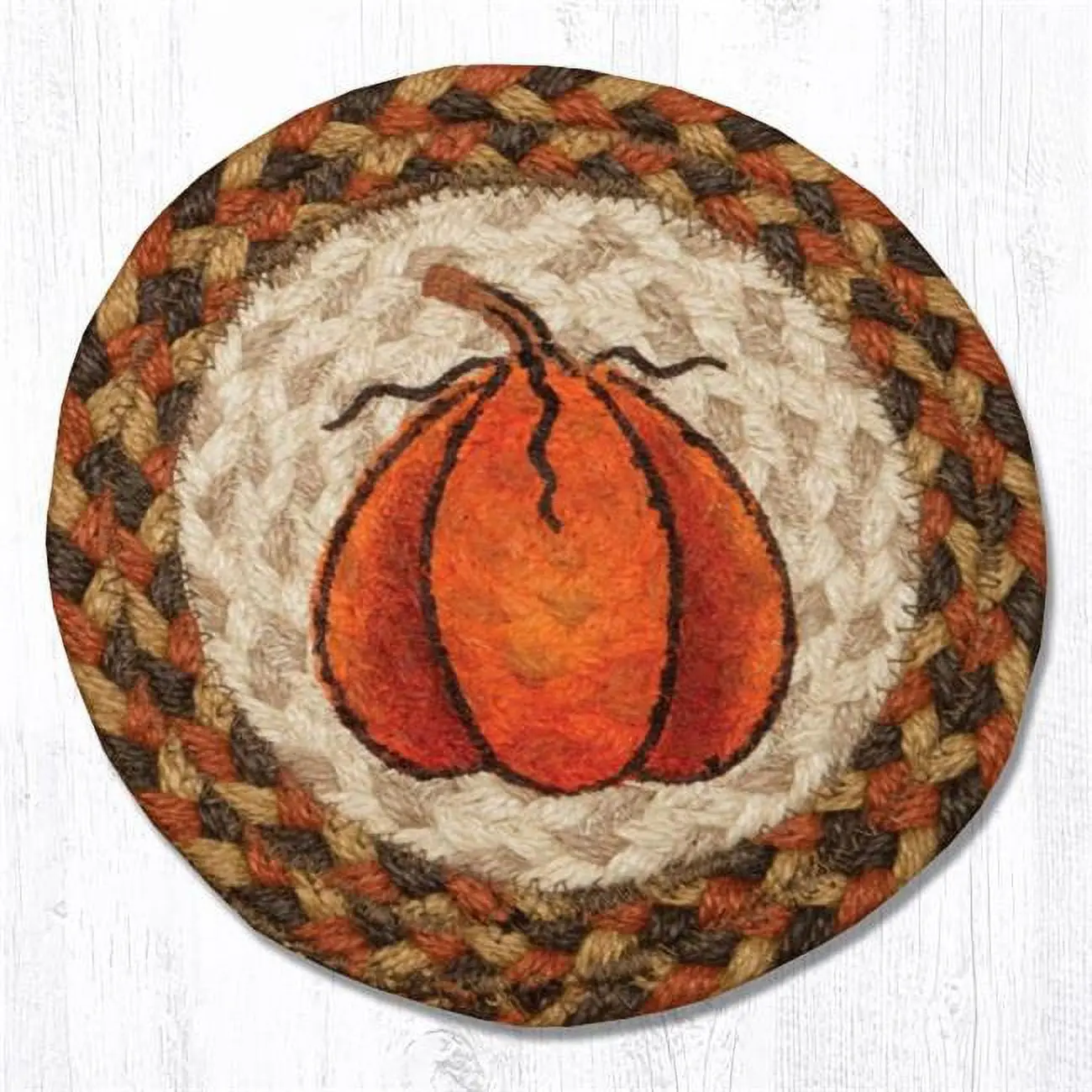 Capitol Importing 7x7 in Pumpkin Printed Round Textile Swatch, Household Carpet & Rug Fabric Sample