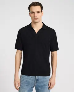 Express Classic Fit Textured Diamond Jacquard Johnny Collar Short Sleeve Polo