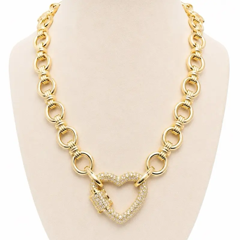 Gold Plated Carabiner Heart Necklace
