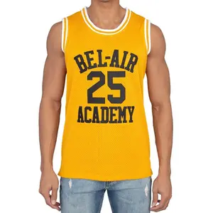 Bel Air Basketball Yellow Jersey Compression Sports Top Unisex Compression Sports Top Polyester