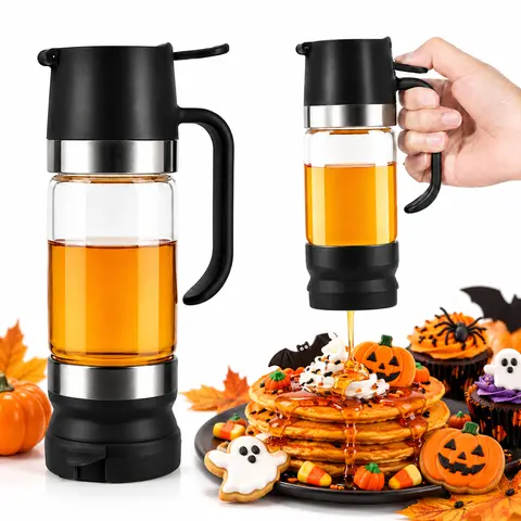 AISOON 10 oz Transparent Compact Reusable Glass Honey Dispenser with Handle, Lid - No Drip, Leakproof Kitchen Container, 3.9” x 2.7” x 7”, Maintains Freshness, Ideal for Coffee - 1 Pack Yellow Pot, Silicone-Lined Birthday Breakfast Gift