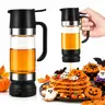 AISOON 10 oz Transparent Compact Reusable Glass Honey Dispenser with Handle, Lid - No Drip, Leakproof Kitchen Container, 3.9” x 2.7” x 7”, Maintains Freshness, Ideal for Coffee - 1 Pack Yellow Pot, Silicone-Lined Birthday Breakfast Gift