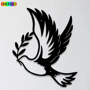 1pc Dove with Olive Branch Metal Wall Art,Dove Statue Mural, Ideal Gift for New Year, Easter, Peace Symbol Enthusiasts, Rust-Resistant Metal Wall Decor Wall Sculptures, Perfect for Living Room Wall & Garden Fence, Unique Home Decor Accent