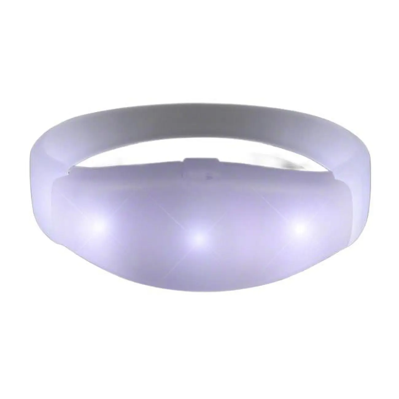212 MAIN Frosted White Silicone Rubber Bracelet - Adjustable Bangle Jewelry, Unisex Stretch Flexible Fit (Up to 4 in), White LEDs, Festive & Home Party Supply