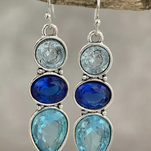 Simple Women'S Pendant Earrings, Earrings Jewelry, Bohemian Earrings Adorned with Three Shades of Rhinestones, Featuring Tassels, Perfect for Daily Wear, Gifts for Anniversaries, Christmas
