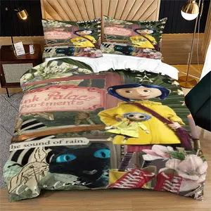 Coraline Ghost Mom Pattern, Soft Bedding Set (1 Cover + 1 or 2 Pillowcases), No Cotton Core, Ideal for Moving or Holiday Gifts