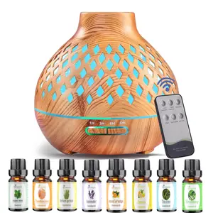 400ml Remote Control Aromatherapy Diffuser with 8 Essential Oils Set - Timing Function, Ideal for Home, Bedroom, Office, and Yoga Use