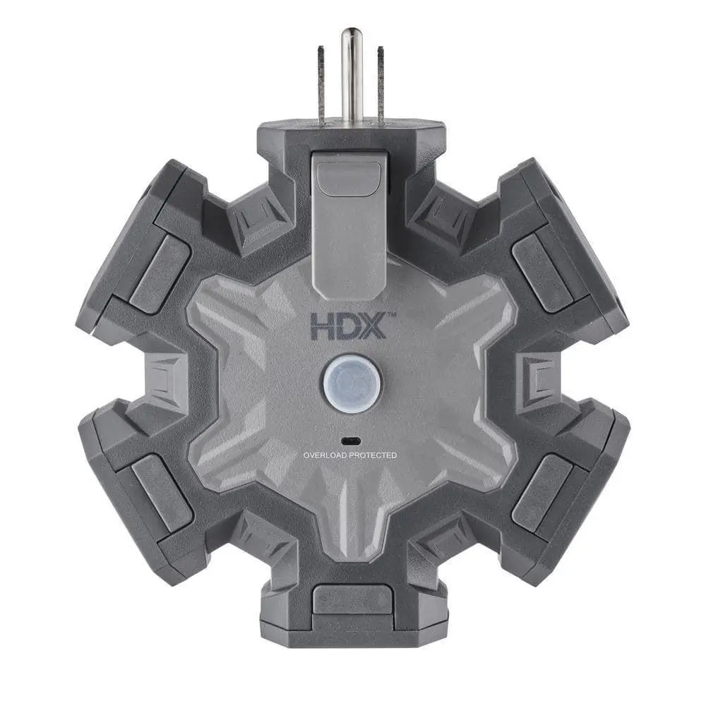 15 Amp 5 Outlets Power Hub Grey Overload Protected Electrical Outlet