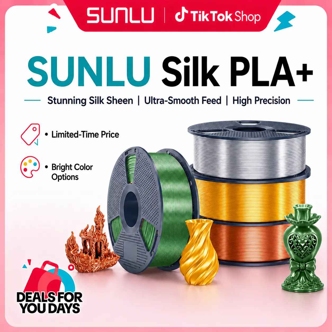 SILK PLA+ 3D Printer Filament Dual Color Silk Series 3D Printer Filament 1.75mm SILK 3D Printer Filament 1KG 9249