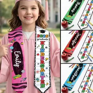 Personalized Kid Graduation Stole, Custom Crayon Kindergarten Grad Stole, Class Of 2026 Sash, Custom Graduation Gift for Daughter Son