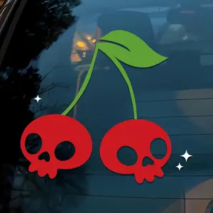 Cherry Skeleton Car Decal Funny Goth Girls, Sarcastic Mental Health Cute Joke Meme Humor Car Windows Trucks Accessories Affirmations Vinyl Waterproof  Inches Bumper Sticker Gift for Friend Mom Dad