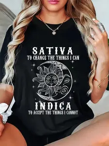 Unisex Sativa To Change The Things I Can Indica Cannabis Weed T-Shirt Casual Top