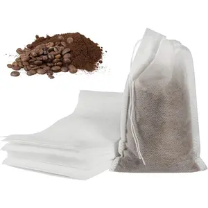 50 count No Mess Cold Brew Bags, 4x6 inch Disposable Coffee Filter Bag Fine Mesh Brewing Drawstring Pouches for Iced Coffee Hot