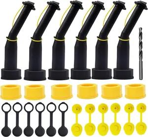 Gas Can Spout Replacement Universal Kit Leakproof Angle Nozzles Gasket Filter Screen Vent Cap Drill Bit for Old Style Gas Can Compatible with Midwest Blitz Gott Rubbermaind  Scepter (6black)