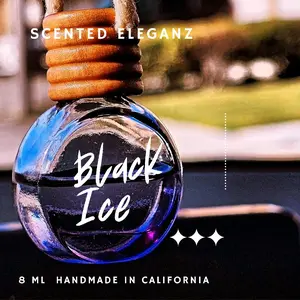 scented eleganz |  car diffuser | car freshener | wooden top| glass 8 ML| Gradient black | Long lasting | | luxurious | perfume | woody | cedarwood |