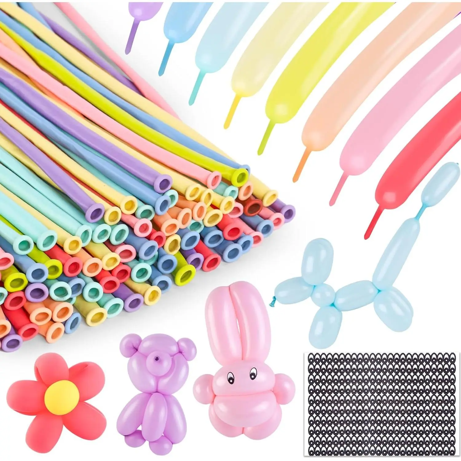 Latex Thick 260 Pastel Long Twisting Balloons - 100PCS Easy Twist for Magic Show, Anniversary, Party Decorations, Balloon Garland