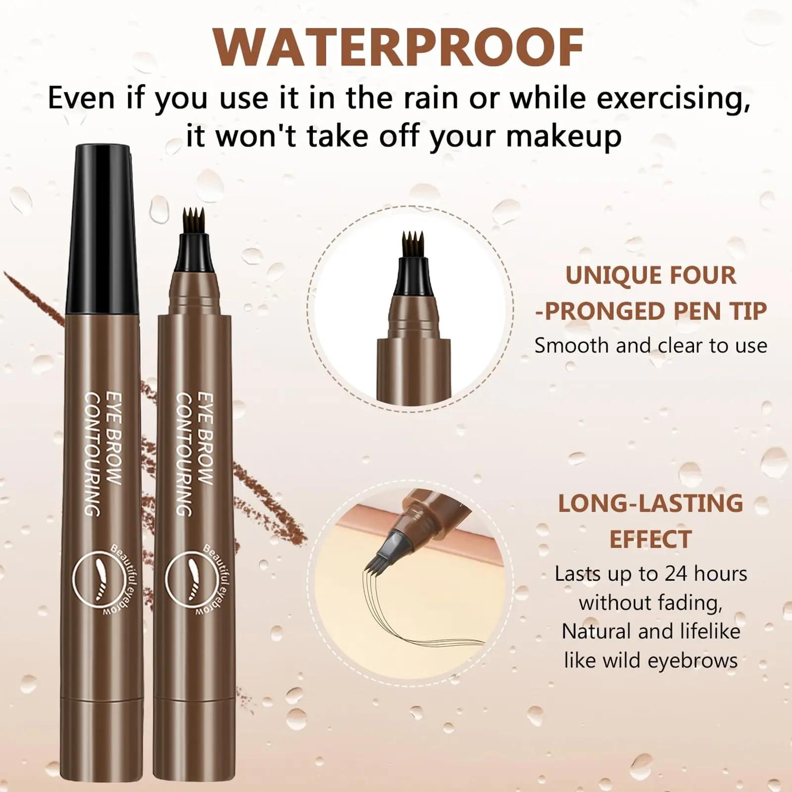 BOGO FREE 2-Pack 02# Dark Brown 4D Brown Waterproof Microblading Eyebrow Pencil – Dual-Tip Design with Hair-Like Brush for Defined, Smudge-Proof All-Day Brows Brow Pencil