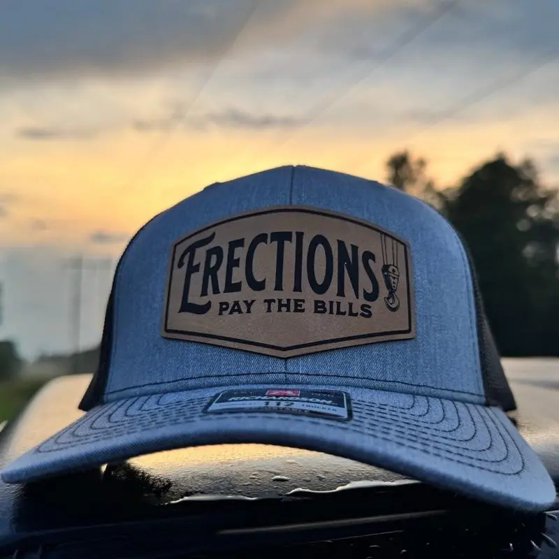 Erections pay the bills crane operator trucker hat - laser engraved hat - baseball cap - adjustable - custom engraved Snapback