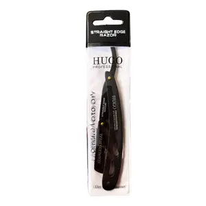 Hugo Professional Straight Edge Razor Holder Solingen Germany Black Stainless Steel Ergonomic Handle for Barbers & Personal Use