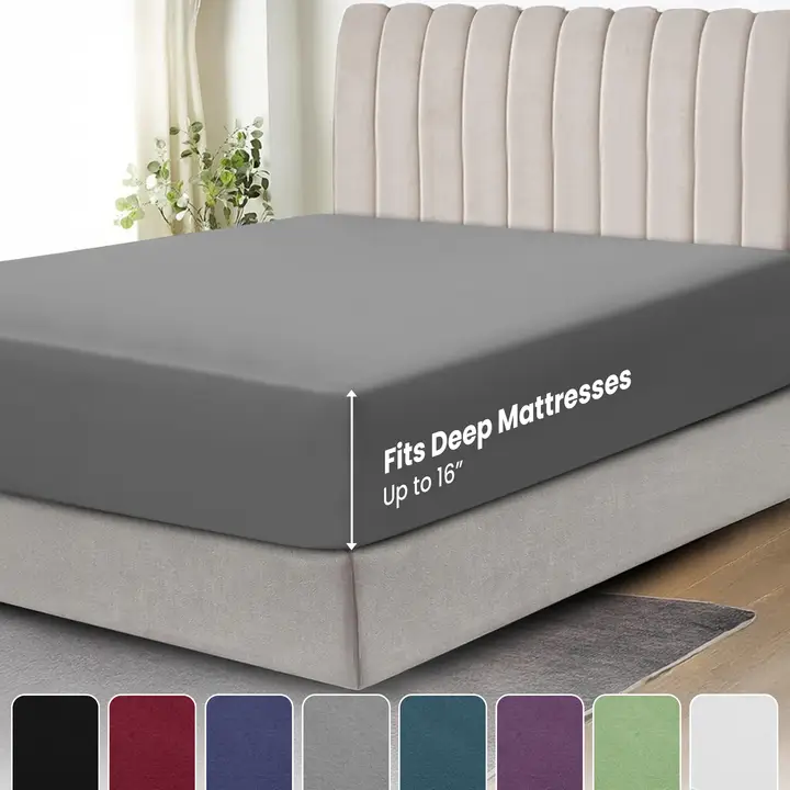 Lux Decor Solid Color Fitted Sheet - Upto 16 Inches Deep Pocket Ultra Soft Brushed Microfiber Bedding Mattress Cover - Shrinkage and Fade Resistant