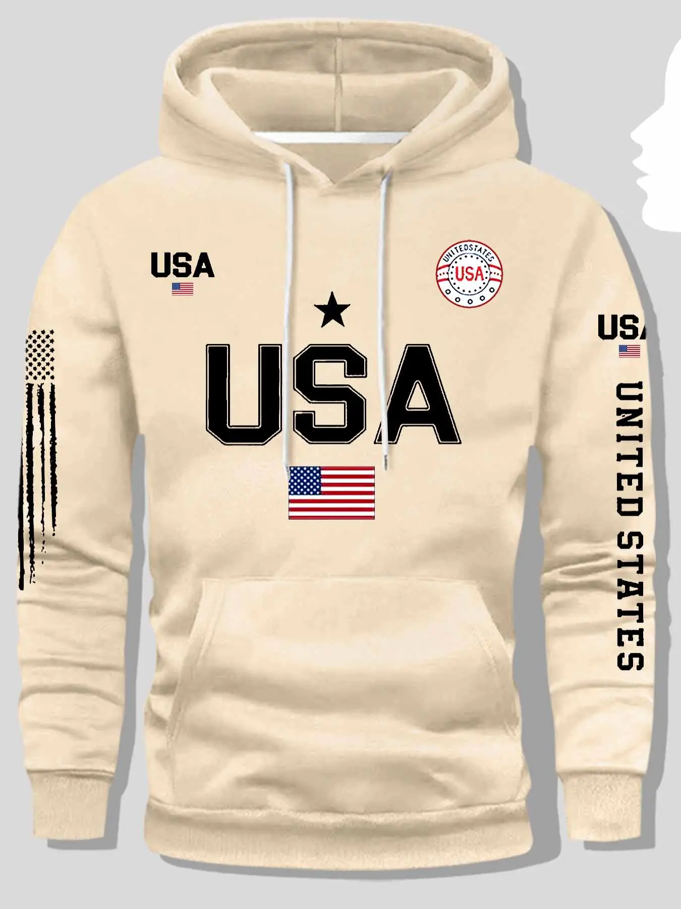 Men's Patriotic Usa Flag Letter Hoodie Sweatshirts, Casual Loose Fit, Long Sleeve, Comfortable Soft Fabric, Ideal for Fall & Winter, Daily Wear