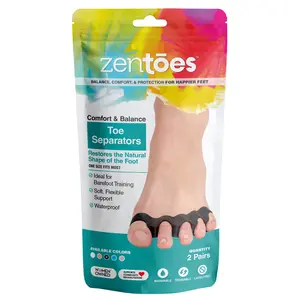 ZenToes Gel Toe Spacers for Correct Alignment & Pain Relief - 2 Pairs, Beige, Reusable, Flexible, Waterproof, Ideal for Manicure & Nail Care