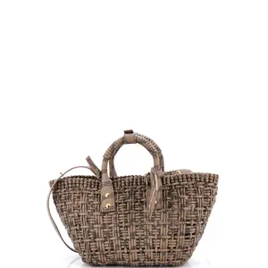 Pre-owned Balenciaga Canvas Coated Tote Bags REBAG Bistro Panier Bag BB Monogram Coated Canvas XS by Rebag