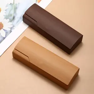 Natural Wood Grain Eyeglass Case, Simple Design Storage Box, Perfect Daily Organizer & Gift Choice, Durable Material