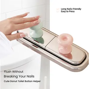 2 Pack Cute Donut Bathroom Flush Press Helper, Long Nails Friendly Easy Press Tool, Cute Toilet Decor Upgrade Accessory