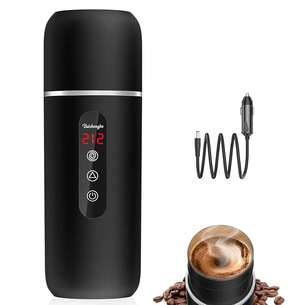 Portable Car Electric Water Heating Kettle, 14.2oz/420ML Travel Car Electric Water Heater, Precise Heating Temperature Control Kettle for Car Travel,