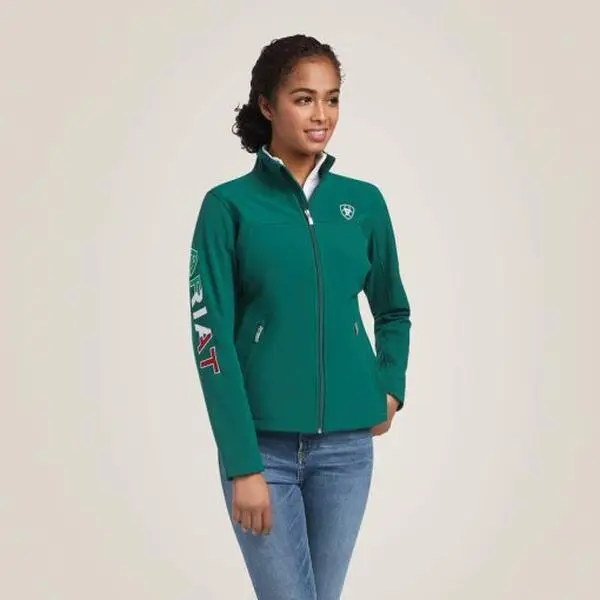 ARIAT WOMENS CLASSIC TEAM SOFTSHELL MEXICO JKT GREEN