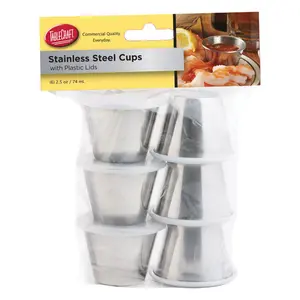 Tablecraft 6505531 15 oz Dipping Cups with Lids Stainless Steel & Plastic Silver