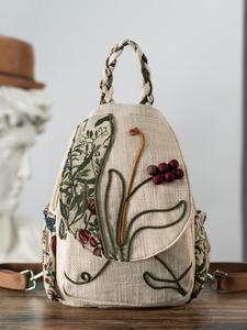 boho style embroidered backpack, bohemian vintage style multi-compartment backpack, fashionable backpack for women & men
