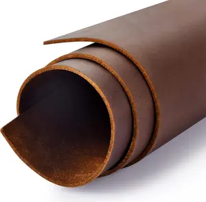 Tooling Leather Square 1.8-2.0MM Thick Genuine Top Full Grain Oil Tan Crazy Horse Cowhide Leather Sheets for Crafts Tooling Sewing Wallet Earring Hobby (Dark Brown, 8"x12")