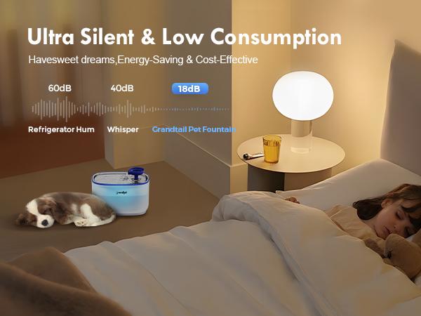 Cat & Dog Water Fountain, Featuring a Wireless Pump, 101oz/3L Capacity with Built-in LED Light, BPA-Free, and Dual Flow Modes for Pets