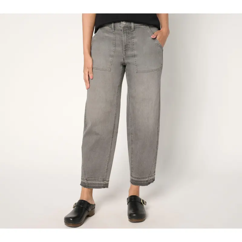 Denim & Co. Petite Black Easy Stretch Tapered Ankle Jean