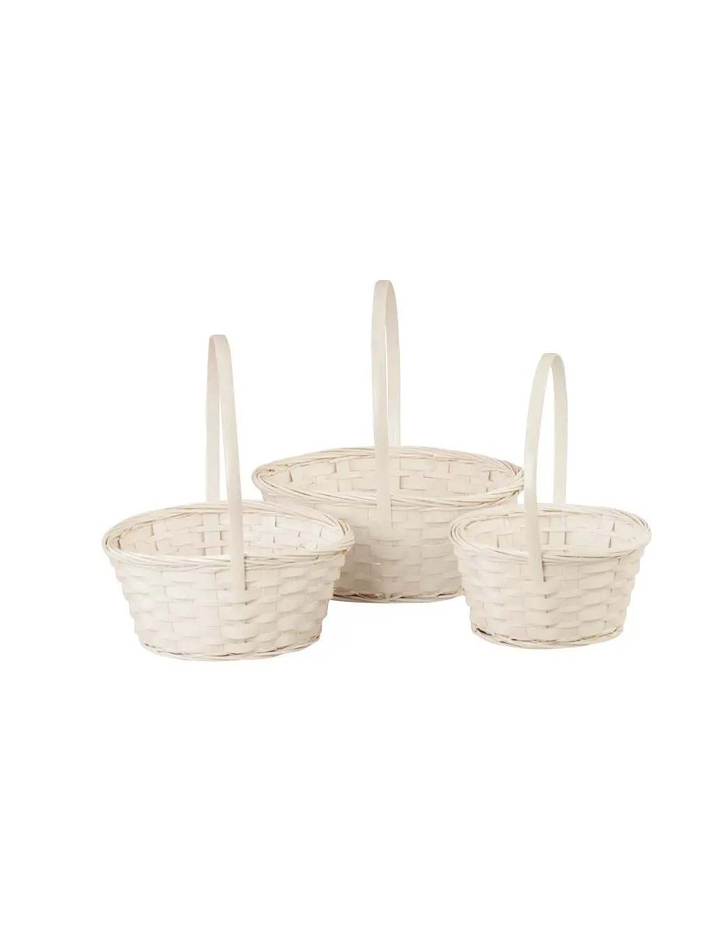 4500-S3 Bamboo Basket - Set of 3, White