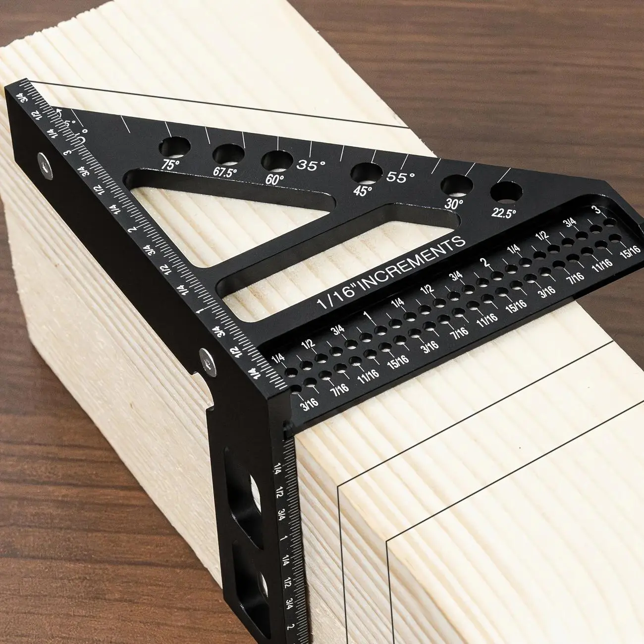 45/90 Degree Multi-angle Measuring Ruler, Woodworking Square Protractor with Clear Scale Markings, Durable Precision Hardware Measuring Tool, Measuring Instrument for Engineers & Carpenters